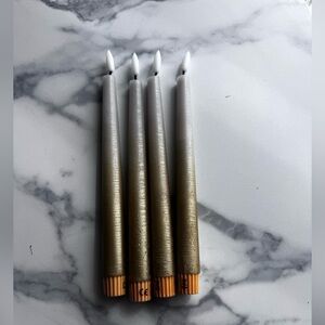 Elegant Gold Ombre Battery Taper Candles - Set of 4